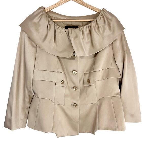 Escada Silk Cropped Blazer | Gold | SZ 42 (12) - Picture 1 of 13